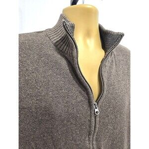 Dockers Cardigan Sweater Mens Large Brown Full Zip Preppy Academia Office Career